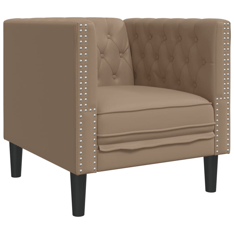 vidaXL 3 részes kávészínű műbőr Chesterfield kanapégarnitúra