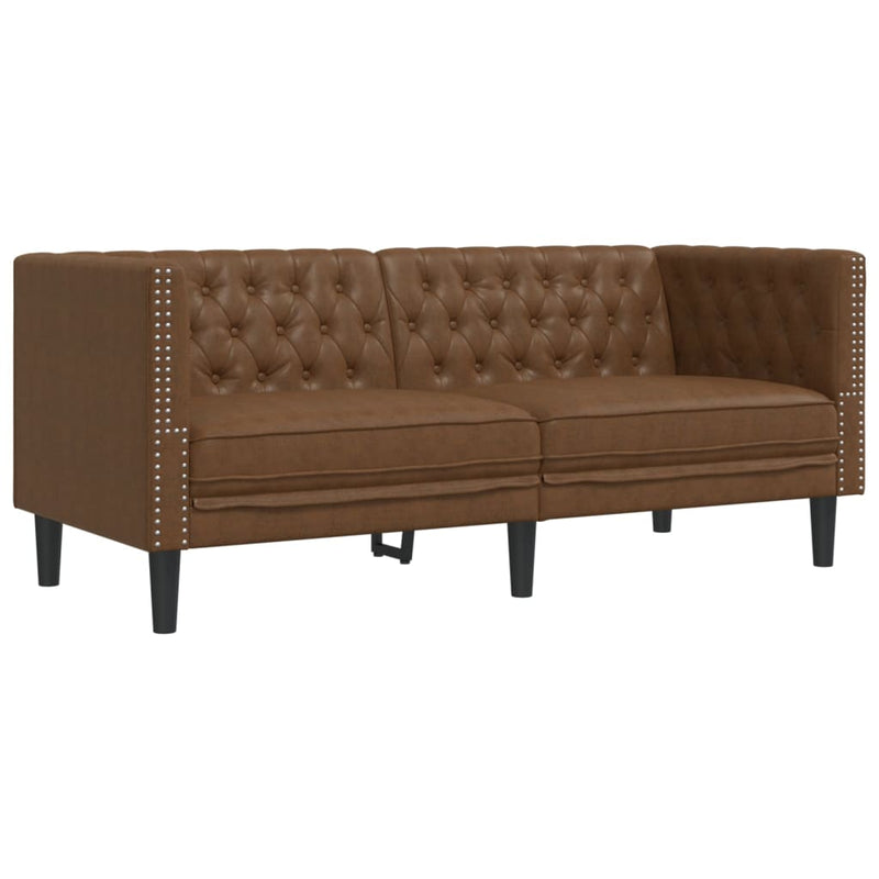vidaXL 3 részes barna művelúr Chesterfield kanapégarnitúra