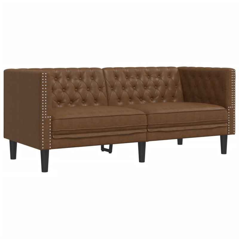 vidaXL 2 részes barna művelúr Chesterfield kanapégarnitúra