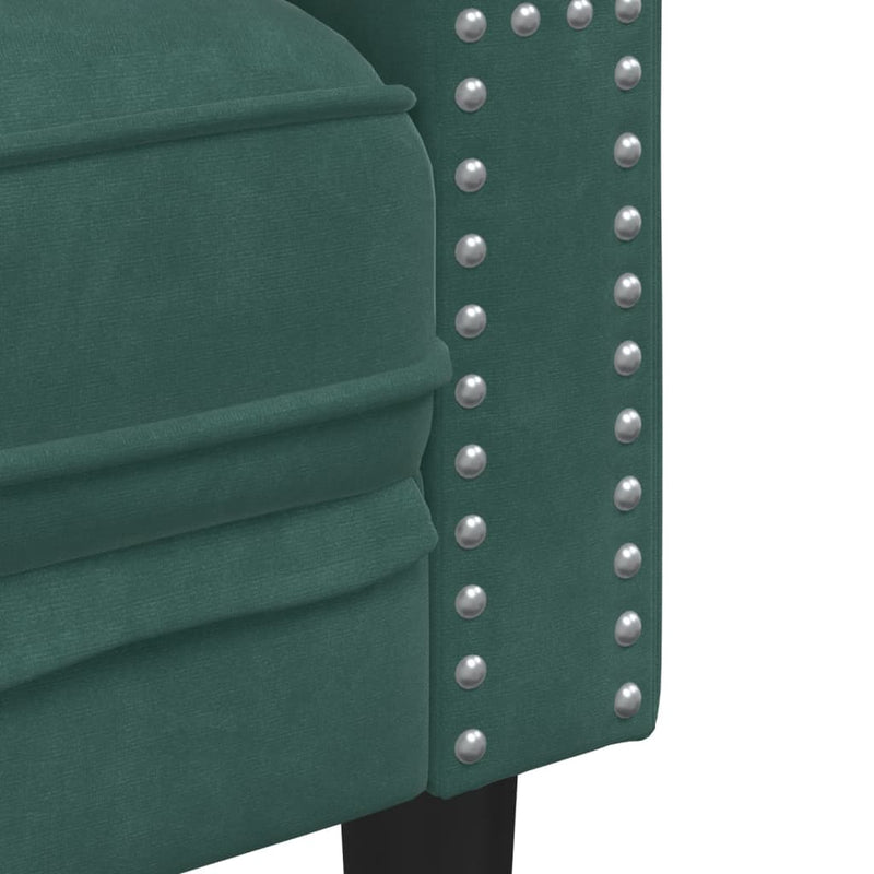 vidaXL 3 részes sötétzöld bársony Chesterfield kanapészett párnákkal