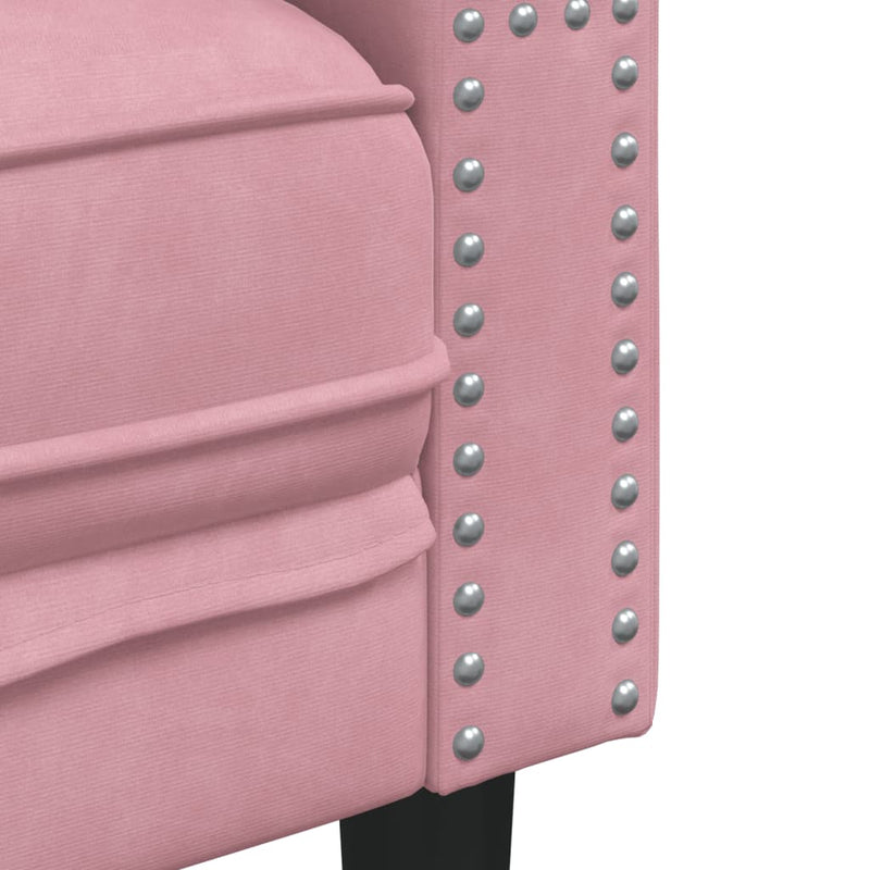 vidaXL 3 részes rózsaszín bársony Chesterfield kanapészett párnákkal
