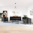 vidaXL 3 részes fekete bársony Chesterfield kanapészett párnákkal