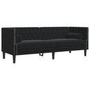 vidaXL 3 részes fekete bársony Chesterfield kanapészett párnákkal