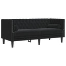 vidaXL 3 részes fekete bársony Chesterfield kanapészett párnákkal