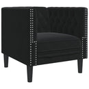 vidaXL 3 részes fekete bársony Chesterfield kanapészett párnákkal