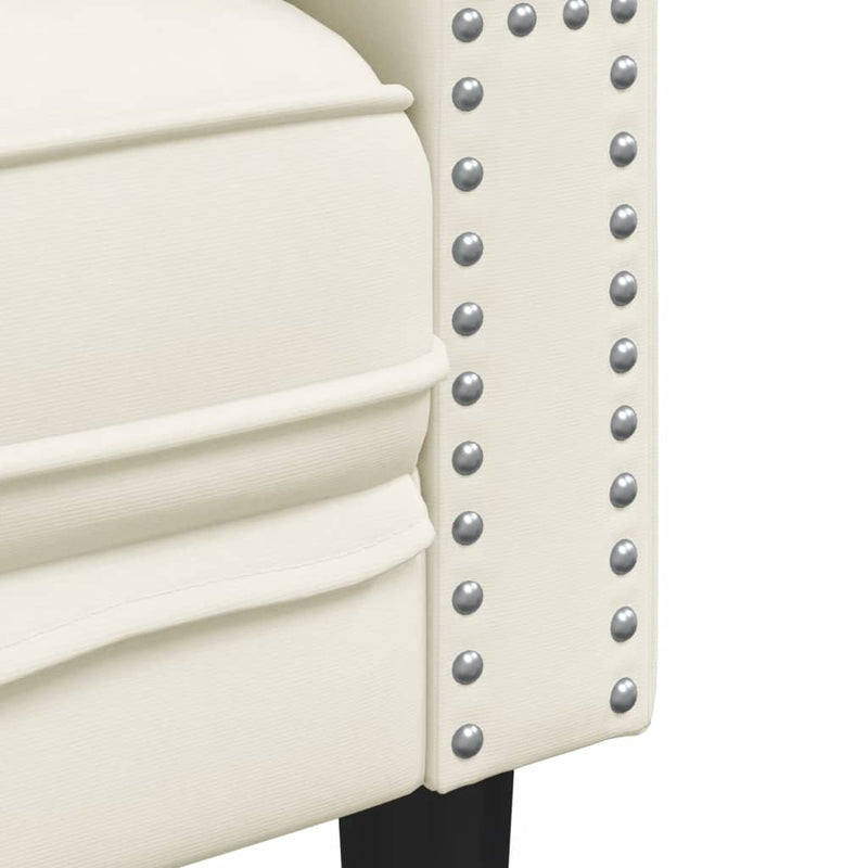 vidaXL 3 részes krémszínű bársony Chesterfield kanapészett párnákkal