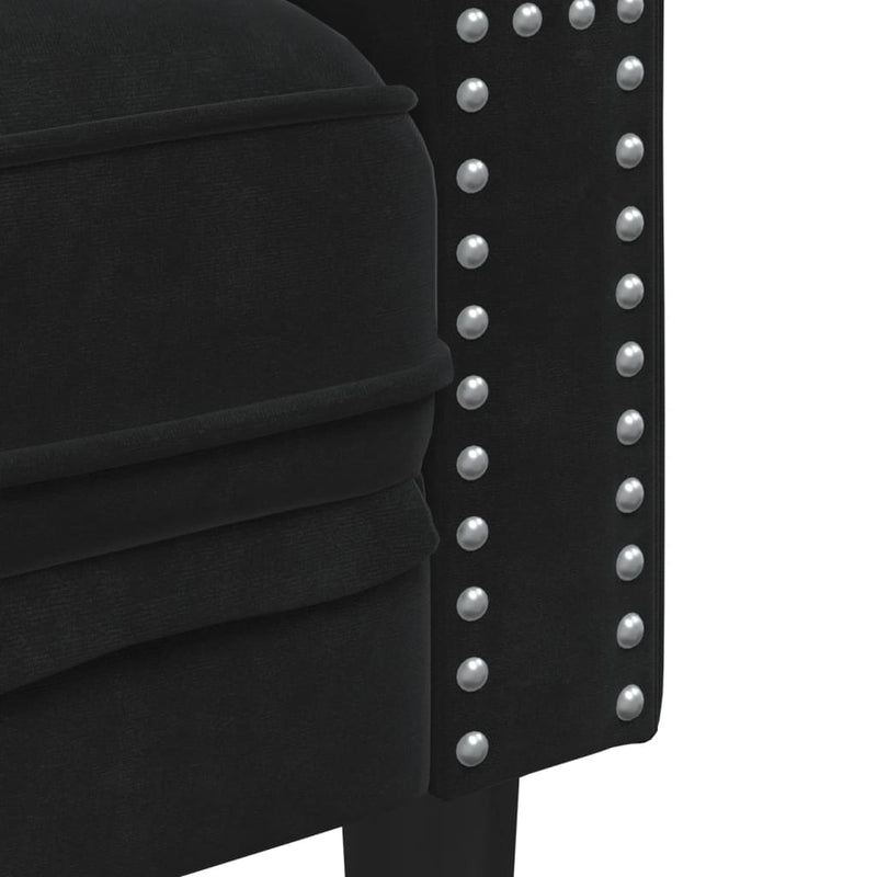 vidaXL 2 részes fekete bársony Chesterfield kanapészett párnákkal