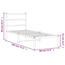 vidaXL fekete fém ágykeret fejtámlával 75 x 190 cm