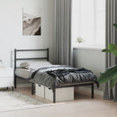 vidaXL fekete fém ágykeret fejtámlával 90 x 200 cm