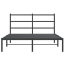 vidaXL fekete fém ágykeret fejtámlával 135 x 190 cm