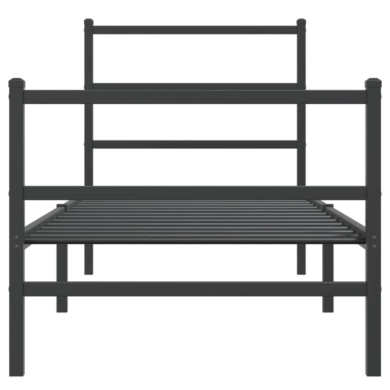 vidaXL fekete fém ágykeret fej- és lábtámlával 75 x 190 cm
