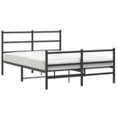 vidaXL fekete fém ágykeret fej- és lábtámlával 135 x 190 cm