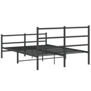 vidaXL fekete fém ágykeret fej- és lábtámlával 135 x 190 cm