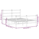 vidaXL fekete fém ágykeret fej- és lábtámlával 135 x 190 cm