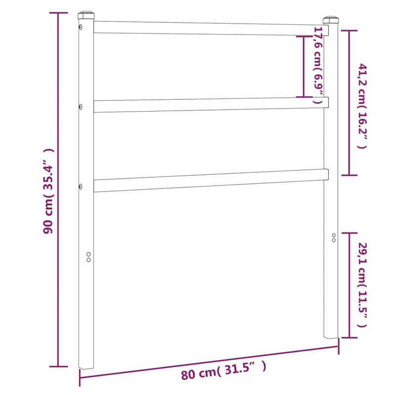vidaXL fekete fém fejtámla 75 cm