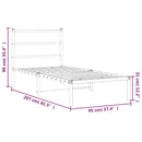 vidaXL fehér fém ágykeret fejtámlával 90x200 cm
