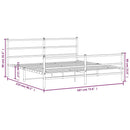 vidaXL fehér fém ágykeret fej- és lábtámlával 183 x 213 cm