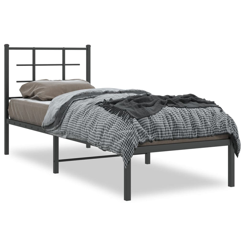 vidaXL fekete fém ágykeret fejtámlával 75 x 190 cm