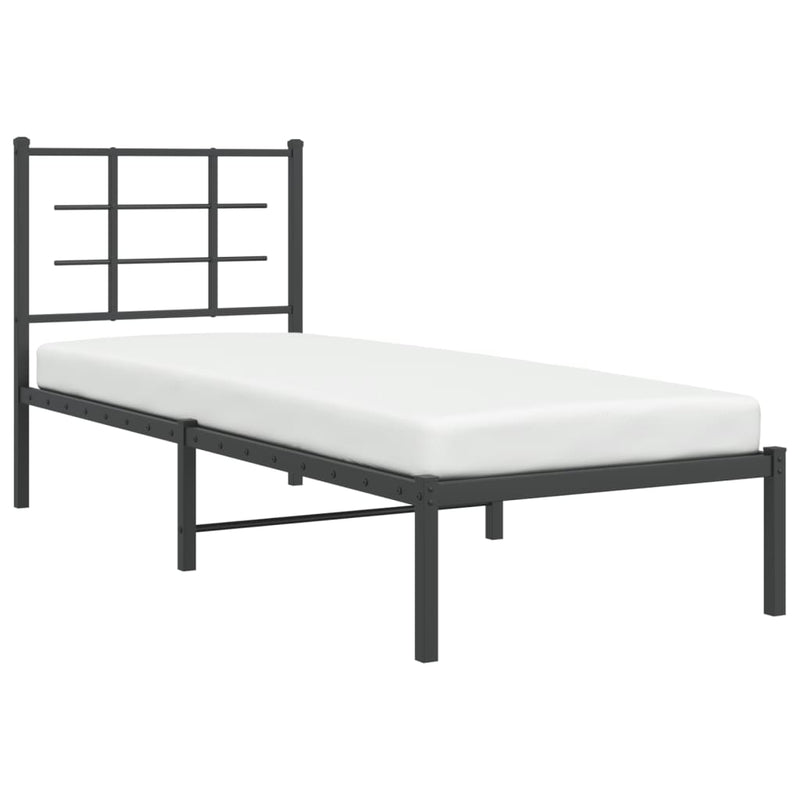 vidaXL fekete fém ágykeret fejtámlával 75 x 190 cm