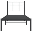 vidaXL fekete fém ágykeret fejtámlával 75 x 190 cm