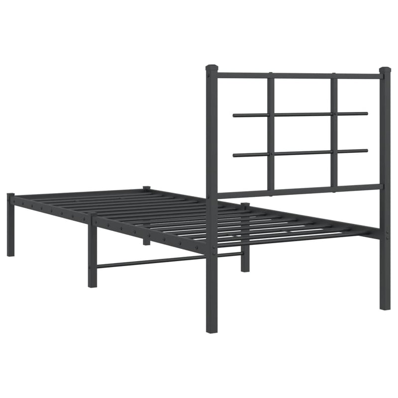 vidaXL fekete fém ágykeret fejtámlával 75 x 190 cm