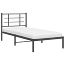 vidaXL fekete fém ágykeret fejtámlával 90 x 200 cm