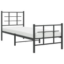 vidaXL fekete fém ágykeret fej- és lábtámlával 75 x 190 cm