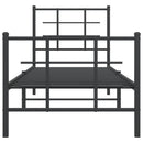vidaXL fekete fém ágykeret fej- és lábtámlával 75 x 190 cm