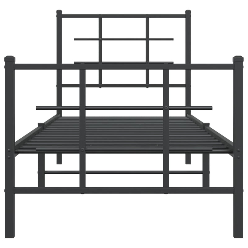 vidaXL fekete fém ágykeret fej- és lábtámlával 75 x 190 cm