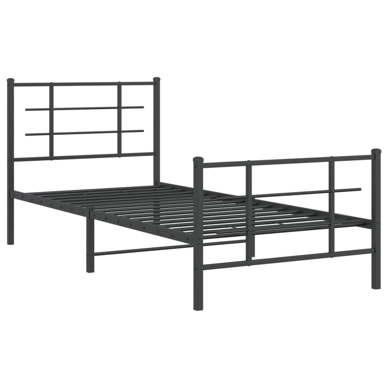 vidaXL fekete fém ágykeret fej- és lábtámlával 90 x 200 cm