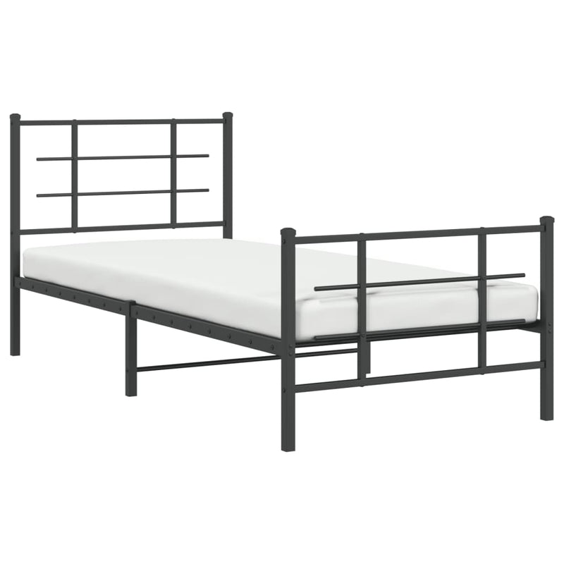 vidaXL fekete fém ágykeret fej- és lábtámlával 90 x 200 cm