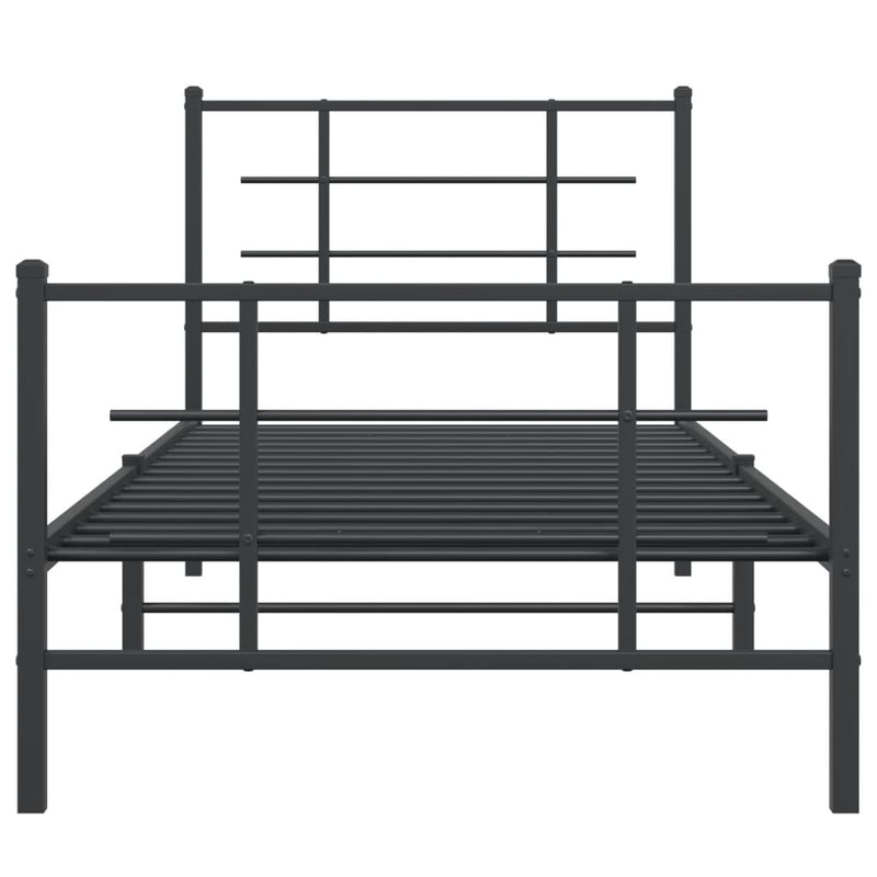 vidaXL fekete fém ágykeret fej- és lábtámlával 90 x 200 cm