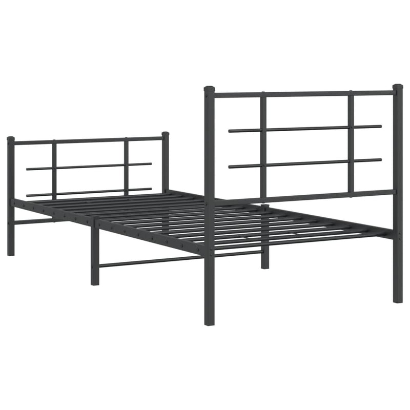 vidaXL fekete fém ágykeret fej- és lábtámlával 90 x 200 cm