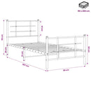 vidaXL fekete fém ágykeret fej- és lábtámlával 90 x 200 cm
