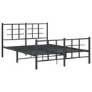 vidaXL fekete fém ágykeret fej- és lábtámlával 135 x 190 cm