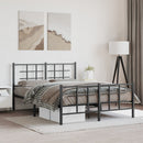 vidaXL fekete fém ágykeret fej- és lábtámlával 135 x 190 cm