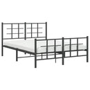 vidaXL fekete fém ágykeret fej- és lábtámlával 135 x 190 cm