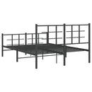 vidaXL fekete fém ágykeret fej- és lábtámlával 135 x 190 cm