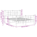 vidaXL fekete fém ágykeret fej- és lábtámlával 135 x 190 cm