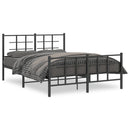 vidaXL fekete fém ágykeret fej- és lábtámlával 135 x 190 cm