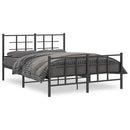 vidaXL fekete fém ágykeret fej- és lábtámlával 140 x 190 cm