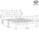 vidaXL fekete fém ágykeret fej- és lábtámlával 140 x 190 cm