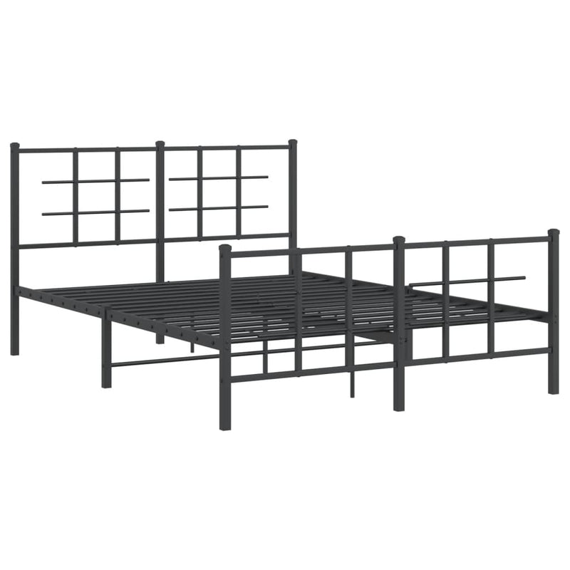 vidaXL fekete fém ágykeret fej- és lábtámlával 140 x 200 cm