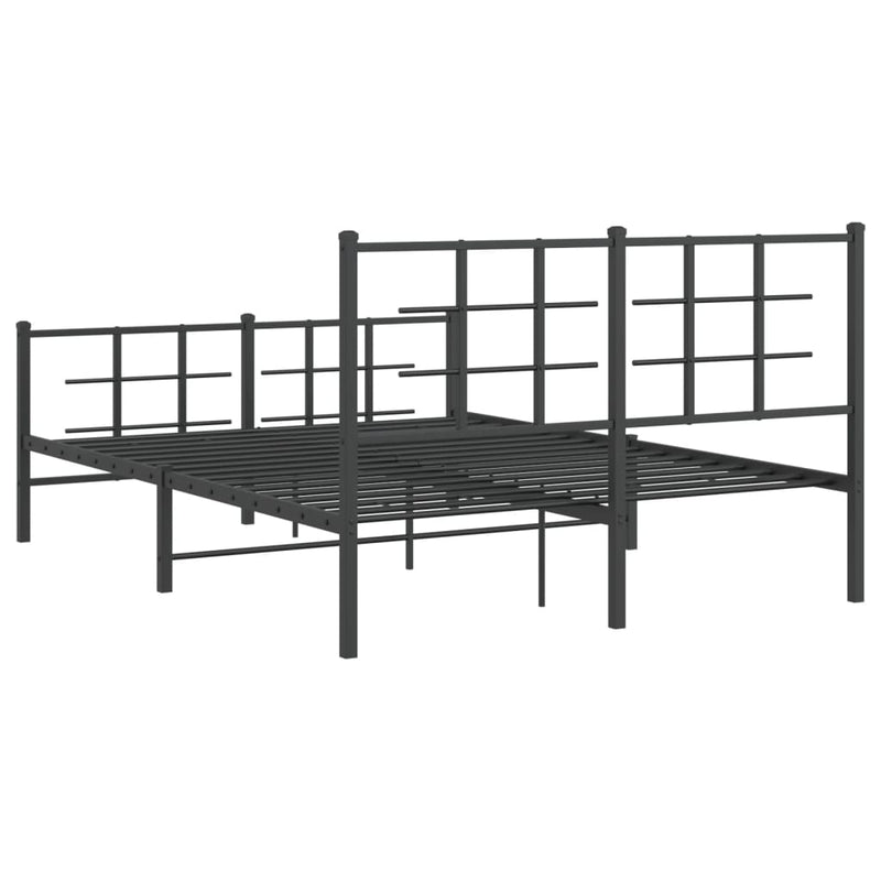 vidaXL fekete fém ágykeret fej- és lábtámlával 140 x 200 cm