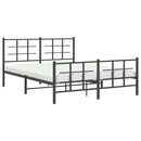 vidaXL fekete fém ágykeret fej- és lábtámlával 150 x 200 cm