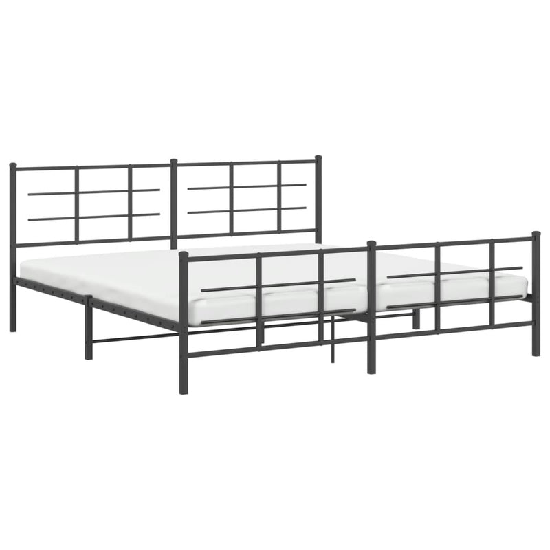vidaXL fekete fém ágykeret fej- és lábtámlával 193 x 203 cm