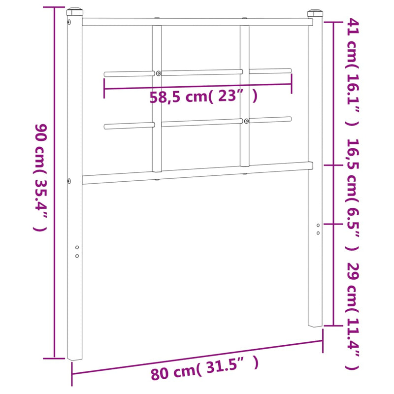 vidaXL fekete fém fejtámla 75 cm
