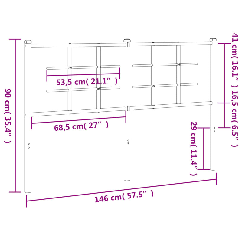 vidaXL fekete fém fejtámla 140 cm