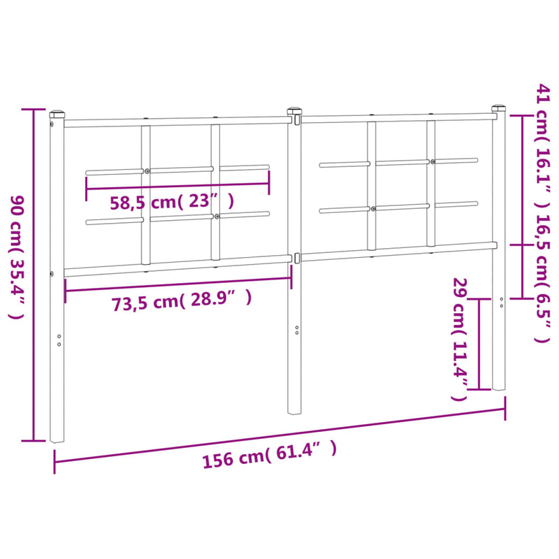 vidaXL fekete fém fejtámla 150 cm