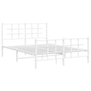 vidaXL fehér fém ágykeret fej- és lábtámlával 135x190 cm